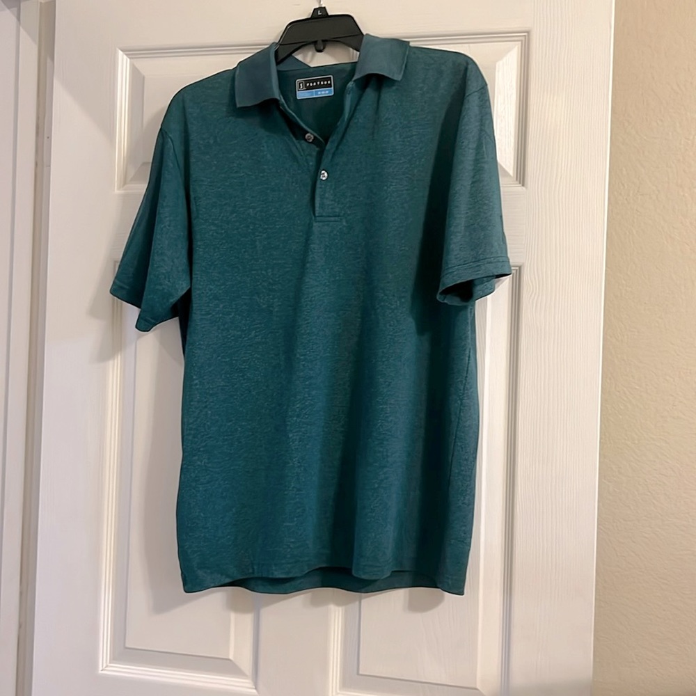 Men’s PGA tour dark green golf shirt.